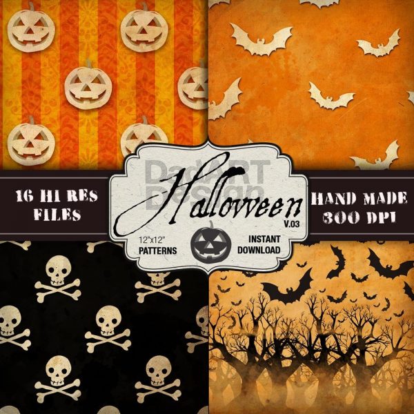 Halloween Vintage Pattern Digital Paper