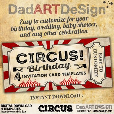 Circus Invitation Card templates