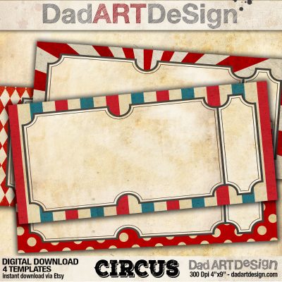 Circus Card Templates for your wedding, birthday and other events