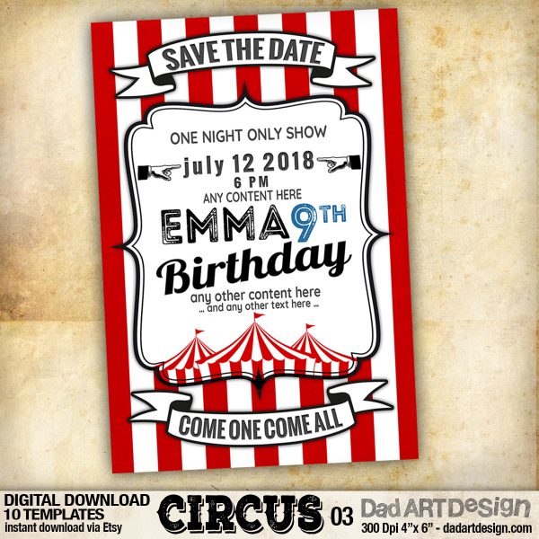 Circus Card Templates