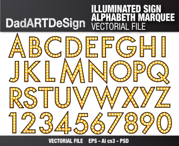 illuminated sign alphabet Marquee