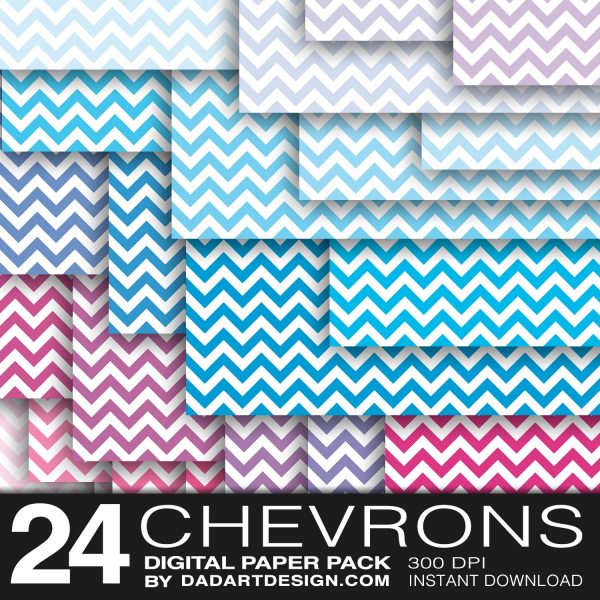 24 Chevron Patterns Digital Paper Pack
