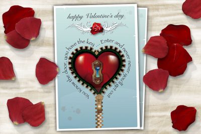 Blue Steampunk Valentine's day printable card