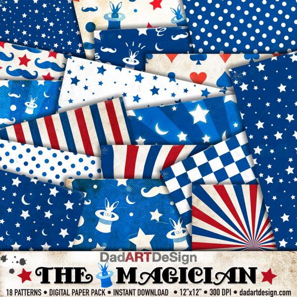 The Magician - Digital Paper Pack - 18 Vintage Patterns